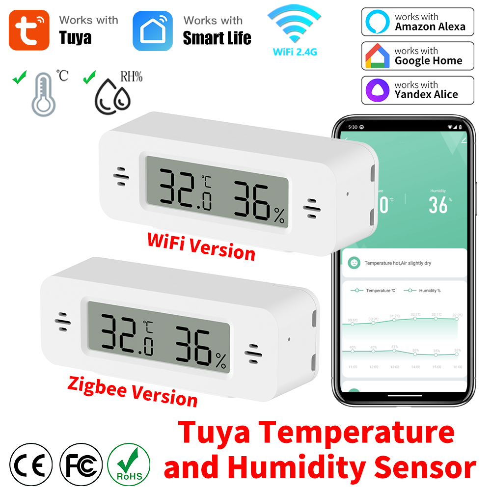 Home Automation Technology - Tuya WiFi/Zigbee temperatuur-vochtigheidssensor Smart Home Automation
